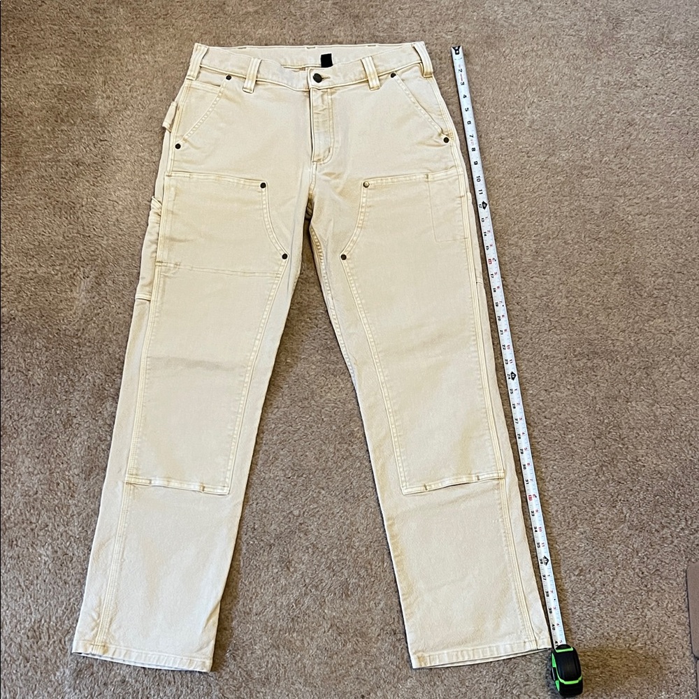 Carhartt rugged flexed, relaxed, fit garment dyed double front utility pan.